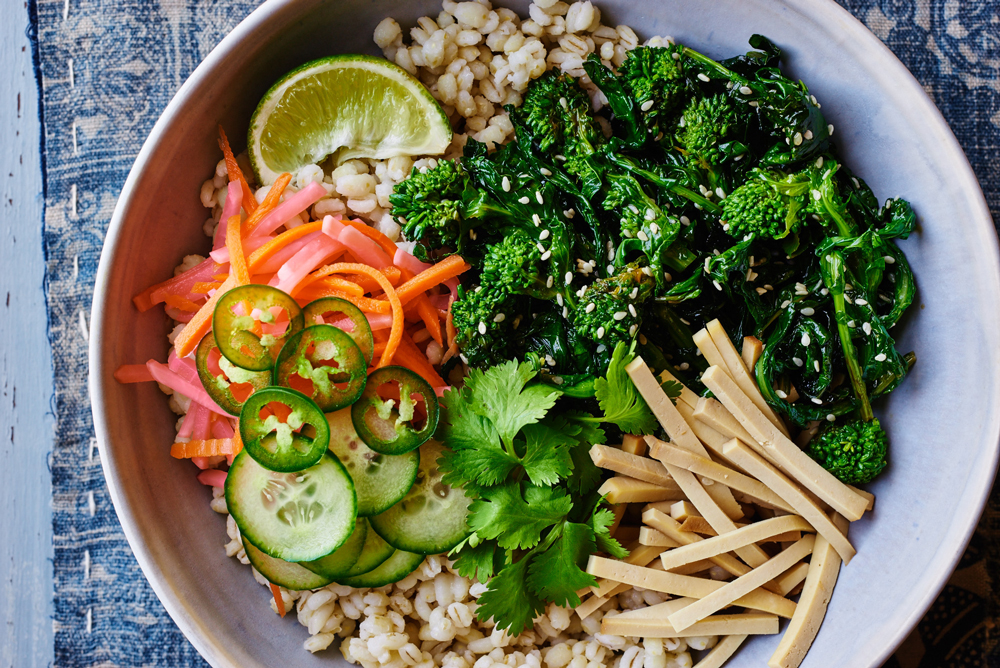 Seared Sesame Broccoli Rabe Banh Mi Barley Bowls