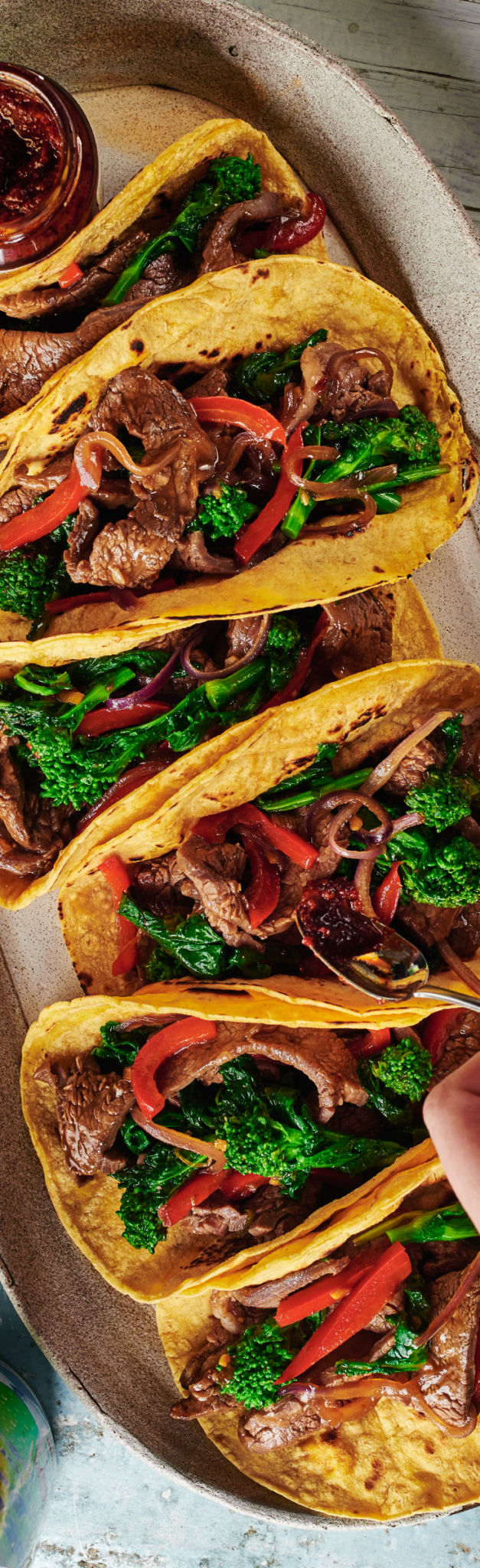 Korean Beef Tacos with Broccoli Rabe