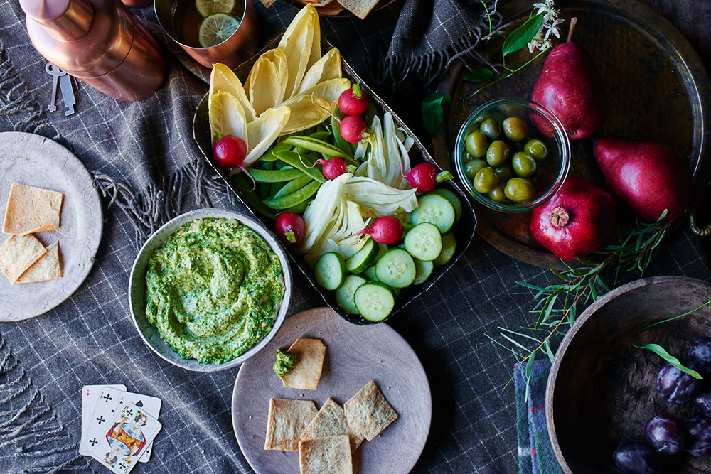 Broccoli Rabe Pesto Hummus Dip